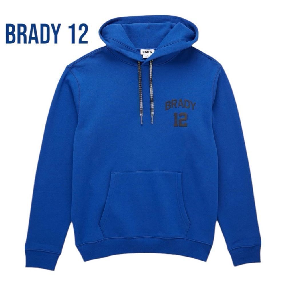 BRADY Men’s Cotton Fleece Wordmark 12 Hoodie in the Size Medium in Brady Blue